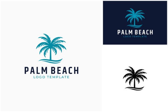 Download Palm Coconut Tree Sea Waves Beach Logo - Logo Collection