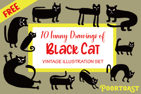 Download Funny Black Cat Set - Fun Collection