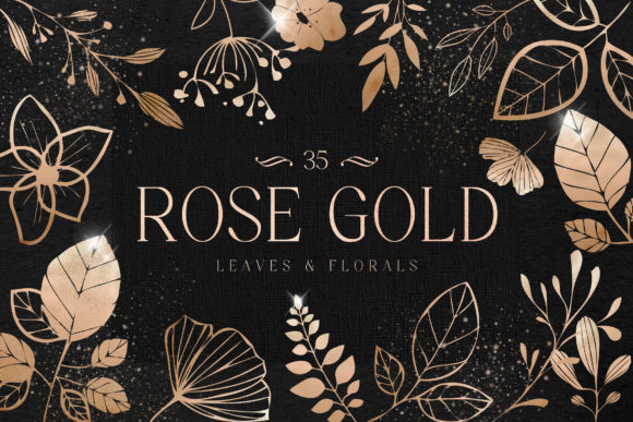 Download Rose Gold Leaves Florals Foil Elements - Old Collection