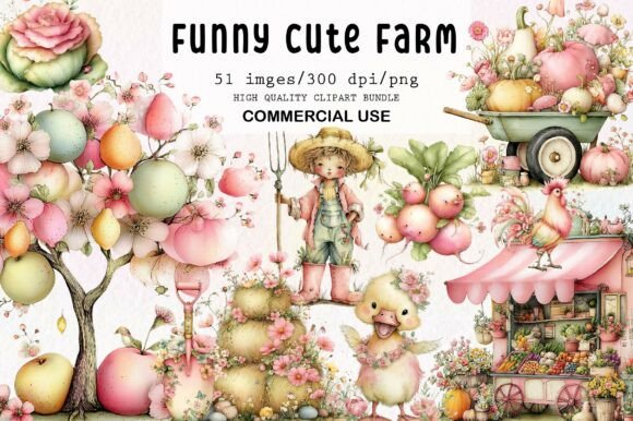 Download Whimsical Funny Cute Farm Clipart - Fun Collection