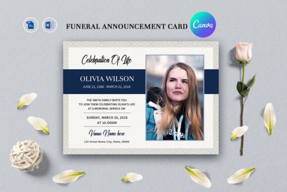 Download Elegant Funeral Announcement Card - Fun Collection