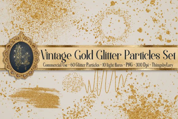 Download 70 Vintage Gold Glitter Particles PNG - Old Collection