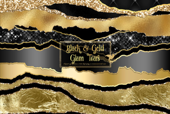 Download Black and Gold Glam Tears Clipart - Old Collection
