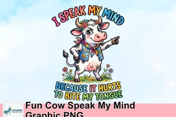 Download Fun Cow Speak My Mind Graphic PNG - Fun Collection