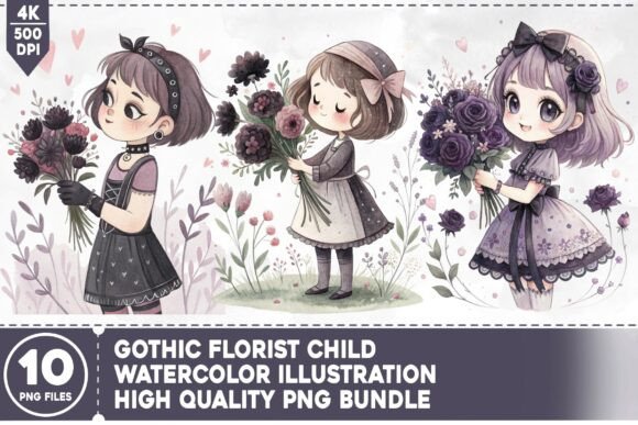 Download Gothic Florist Child PNG Bundle - Child Collection