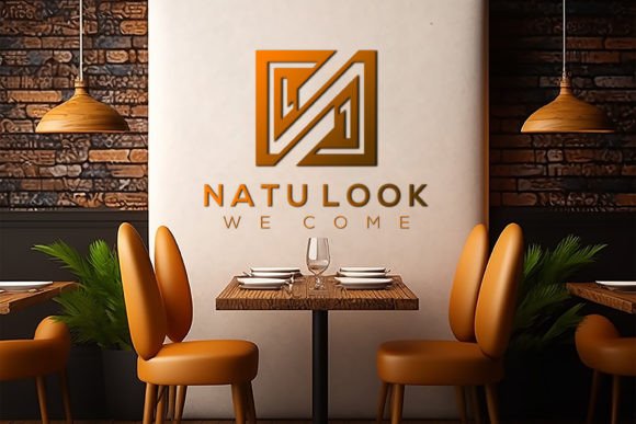 Download Logo Mockup on Restaurant Interor - Logo Collection