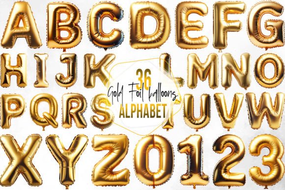 Download Gold Foil Balloons Alphabet Sublimation - Old Collection