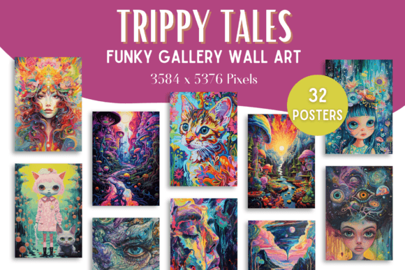 Download Trippy Funky Gallery Wall Art Posters - Fun Collection