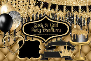 Download Black and Gold Party Decorations Clipart - Old Collection